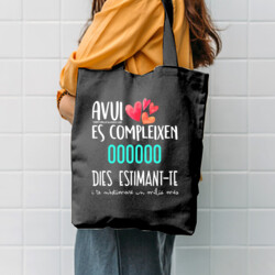 "AVUI ES COMPLEIXEN X DIES ESTIMANT-TE" Bossa TOTE cotó Personalitzable