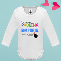 "LA MEVA PADRINA ÉS LA BOMBA - PERSONALITZAT" body nadó màniga llarga