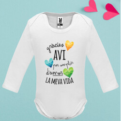 "GRÀCIES AVI PER OMPLIR D'AMOR LA MEVA VIDA" body nadó màniga llarga
