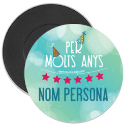 "PER MOLTS ANYS" Imant PERSONALITZABLE nevera 38mm