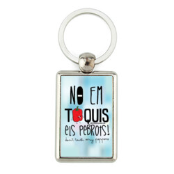 "NO EM TOQUIS ELS PEBROTS" Clauer rectangular metàl·lic