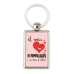 "EL MEU COR FA PAMPALLUGUES" Clauer rectangular metàl·lic
