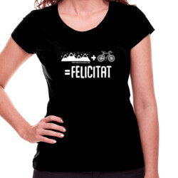 "MUNTANYA + BICICLETA = FELICITAT" Samarreta Dona M/CURTA
