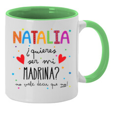 "NATALIA MADRINA" Taza color interior personalizada