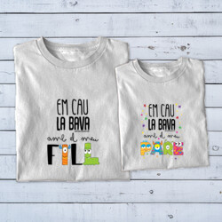 "EM CAU LA BAVA AMB EL MEU FILL - EM CAU LA BAVA AMB EL MEU PARE" Pack 2 samarretes