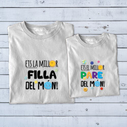 "ETS LA MILLOR FILLA DEL MÓN - ETS EL MILLOR PARE DEL MÓN" Pack 2 samarretes