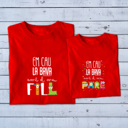 "EM CAU LA BAVA AMB EL MEU FILL - EM CAU LA BAVA AMB EL MEU PARE" Pack 2 samarretes