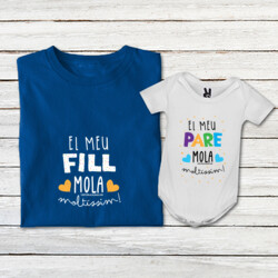 "EL MEU FILL MOLA MOLTÍSSIM + EL MEU PARE MOLA MOLTÍSSIM" Pack 1 samarreta adult + 1 body bebè