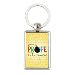 "GRÀCIES PROFE, ETS LA BOMBA" Clauer rectangular metàl·lic