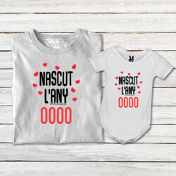 "NASCUT L'ANY_NASCUT L'ANY" Samarreta PERSONALITZABLE adult + 1 body bebè