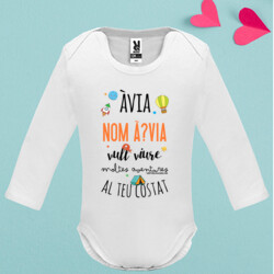 "ÀVIA, VULL VIURE MOLTES AVENTURES AL TEU COSTAT" Body M/llarga nadó personalitzat