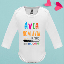 "ÀVIA, EN PROCÉS" Body m/llarga personalitzat per anunciar un embaràs