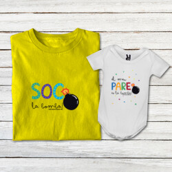 "SOC LA BOMBA - EL MEU PARE ÉS LA BOMBA" Pack samarreta + body bebè