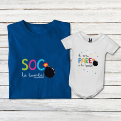 "SOC LA BOMBA - EL MEU PARE ÉS LA BOMBA" Pack samarreta + body bebè