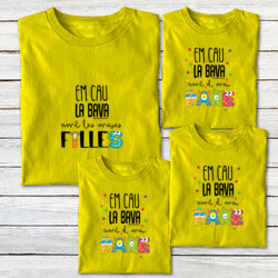 "EM CAU LA BAVA AMB LES MEVES FILLES  - EM CAU LA BAVA AMB EL MEU PARE" Pack de 4 samarretes m/curta