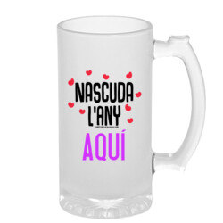 "NASCUDA L'ANY - PERSONALITZABLE" Gerra vidre cervesa
