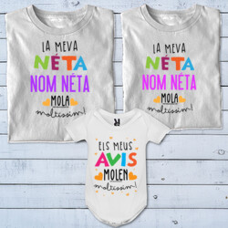 "2 SAMARRETES ADULT LA MEVA NETA MOLA MOLTÍSSIM - BODY ELS MEUS AVIS MOLEN MOLTÍSSIM" Pack 2 samarretes adult + 1 body bebè