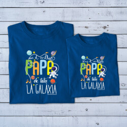 "SOC EL MILLOR PAPA DE TOTA LA GALÀXIA_ TINC EL MILLOR PAPA DE TOTA LA GALÀXIA" Pack samarreta Adult + samarreta nen