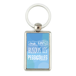 "NO EM BUSQUIS LES PESSIGOLLES" Clauer rectangular metàl·lic