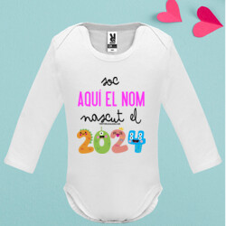 "NASCUT EL 2024 AMB NOM BEBÈ" body nadó màniga llarga personalitzable