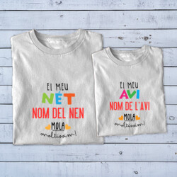 "EL MEU NÉT MOLA MOLTÍSSIM - EL MEU AVI MOLA MOLTÍSSIM" Pack 2 samarretes PERSONALITZABLES