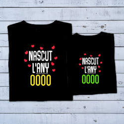 "NASCUT L'ANY_NASCUT L'ANY" Pack Personalitzable de 2 samarretes color fosa